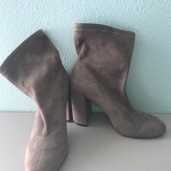 BCBG Shoes Grey Suede High Heels Ankle Boots Poshmark